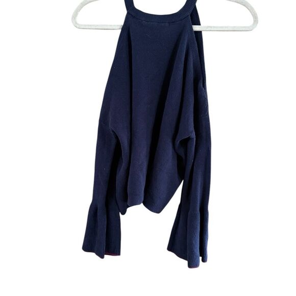 Anthropologie Blue Off the Shoulder Relaxed Fit Sweater - Picture 3 of 10